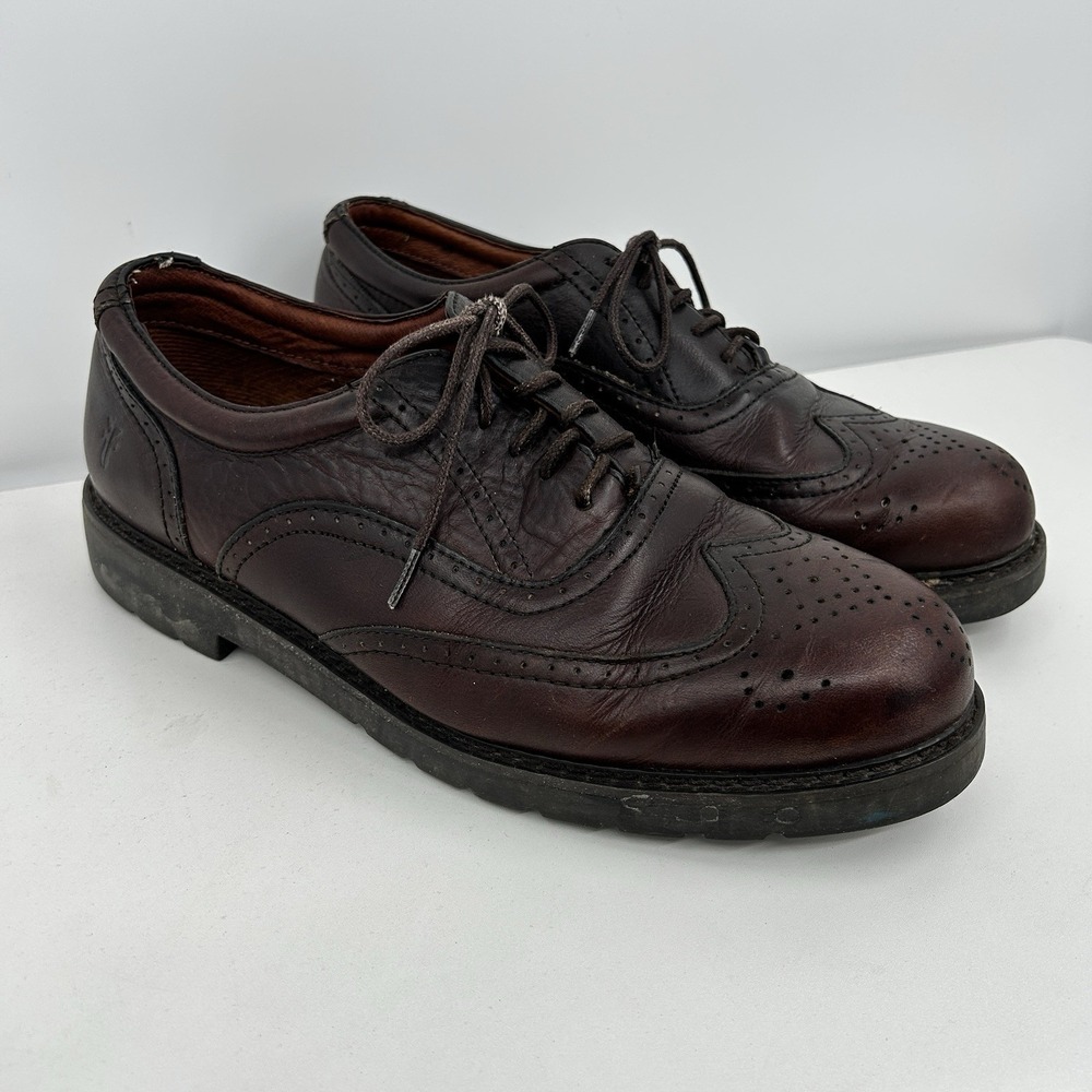 Frye Mens Mansfield Leather Wingtip Oxford Shoes Size 9 Burgandy Preppy Career